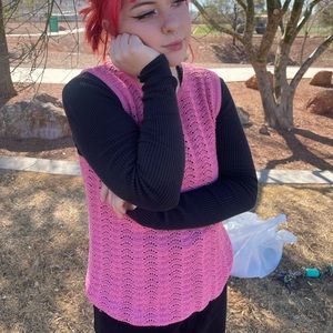 pink sweater vest